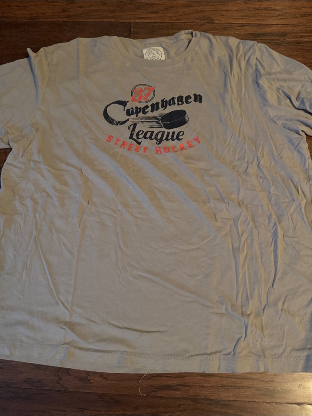 J. Crew Light Gray Short Sleeve Tee with Black and Red Graphic